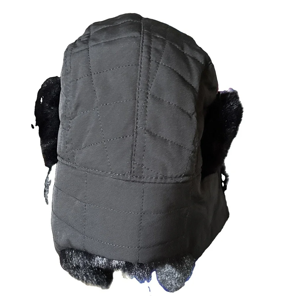 OZARK TRAIL WOMENS BLACK TRAPPER HAT ONE SIZE FLEECED LINED FAUX FUR SKING SPORT
